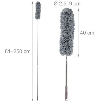 Preview: XL Staubwedel (2,5m) mit Teleskop-Griff aus Edelstahl: Von Hand waschbarer Staubwischer für hohe Decken & schwer erreichbare Stellen
