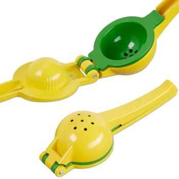 Manuelle 2in1 Zitruspresse für Zitronen & Limetten - 2 Einsätze - Abwaschbar & Spülmaschinenfest - Rostfreies Aluminium - Gelb-Grün - Für Home & Outdoor