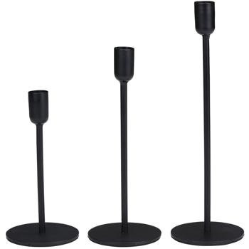 Kerzenständer aus Metall - Modernes All-Black-Trend Design für stilvolles Zuhause - Elegante Stabkerzen-Halter in 3 Grössen - Schwarz