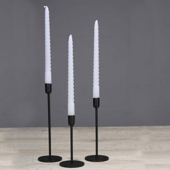 Preview: Kerzenständer aus Metall - Modernes All-Black-Trend Design für stilvolles Zuhause - Elegante Stabkerzen-Halter in 3 Grössen - Schwarz