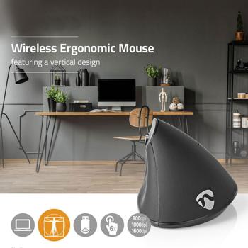 Preview: Ergonomische Funkmaus - Präzision für Arbeit & Gaming - Kabellos mit USB-Nano-Empfänger & einstellbaren 800-1600 DPI - Memory Foam - Für Windows