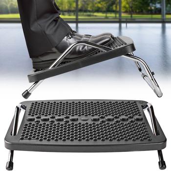Fussstütze mit verstellbarem Neigungswinkel, schwarz, Ergonomische Fussbank für Schreibtisch, Arbeitsplatz, Homeoffice, Büro