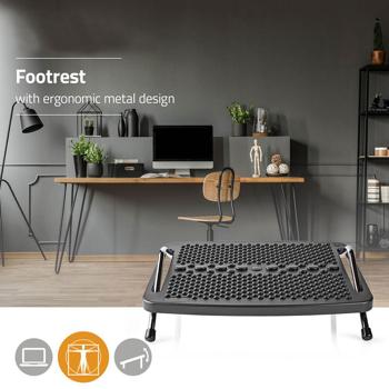Preview: Fussstütze mit verstellbarem Neigungswinkel, schwarz, Ergonomische Fussbank für Schreibtisch, Arbeitsplatz, Homeoffice, Büro