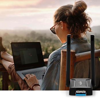 Preview: Netzwerk-Dongle mit 2 dBi-Antennen - Schnelles stabiles Dualband Wi-Fi via USB 3.0 für Homeoffice & Gaming - Windows 8/10/11