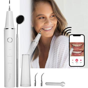 Effektiver Ultraschall-Zahnsteinentferner mit HD-Kamera (weiss): Akku-betriebener Plaque-Entferner für strahlend saubere Zähne