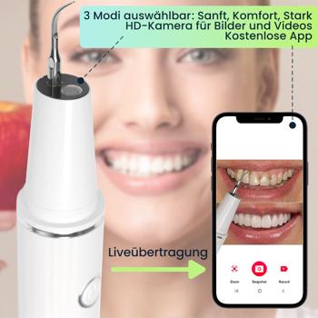 Preview: Effektiver Ultraschall-Zahnsteinentferner mit HD-Kamera (weiss): Akku-betriebener Plaque-Entferner für strahlend saubere Zähne