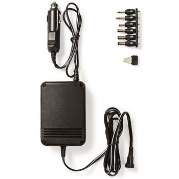 Universal KFZ Strom Adapter - 12-24V Spannungswandler für Zigarettenanzünder - Lädt Laptops/Geräte mit 6 Hohlsteckern - 24W Ausgangsleistung