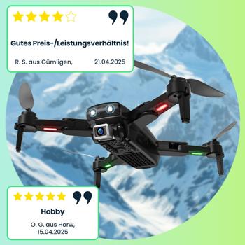 Preview: GPS-Drohne mit 4K-UHD-Kamera, 300m Reichweite, Follow-Me, bürstenloser Motor, 6-Achsen-Gyroskop, Optical Flow, WiFi, App für Erwachsene und Kinder