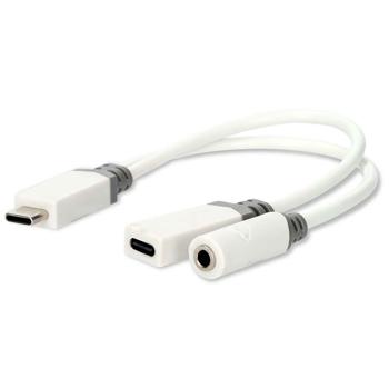 USB-C auf 3,5mm Kopfhörer Adapter - 2 in 1 Typ-C auf Klinke - Gleichzeitiges Hören und Laden - DAC High Res Audio - 60W Schnellladefähigkeit 10 cm