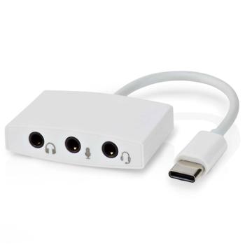 Preview: USB-C auf 3,5mm Kopfhörer Adapter - 3x Klinkenanschluss für Kopfhörer, Headset & Mikrofon - 3-in-1 Audioadapter Stereo 10cm - USB 2.0