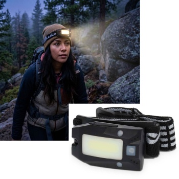 Akku LED-Stirnlampe mit Gestensteuerung - Freihändige Nutzung, 180 Lumen, 20m Reichweite - IPX4, USB-C, 360° drehbarer Leuchtkopf, Outdoor, Camping