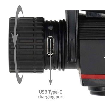 Preview: LED-Stirnlampe 1000 lm - IPX8 wasserdicht bis 3m - 4 Leuchtmodi, 180m Leuchtweite - Li-Ion Akku via USB-C mit Magnethalterung