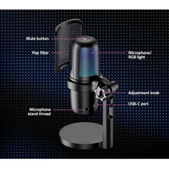 Preview: USB Mikrofon für Streaming, Podcast & Studio: RGB, Stativ, Pop-Filter - für Gamer, Influencer, Content, Musiker - Aufnahmen mit  kristallklarem Sound