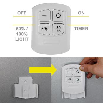Preview: LED Touch-Spotlights 3er-Set - Kabellose Unterbauleuchten mit Fernbedienung & 30min Timer - Dimmbar, selbstklebend, Ø 9x2 cm - 3W/80lm
