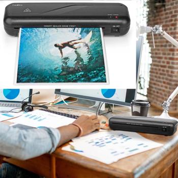 Kompakt Heiss-Laminiergerät + 100 A4 Folien - Profi Laminieren leicht gemacht - Schnell, transparent & ideal für Büro & Home