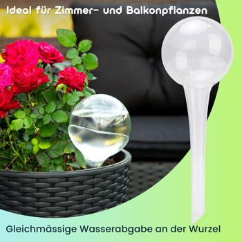 Preview: 4er-Set Wassersparende Pflanzen Bewässerungskugeln aus Glas, Ø 6 x H 15 cm, Giesskugeln transparent, ideal für Zuhause, Büro und Ferien