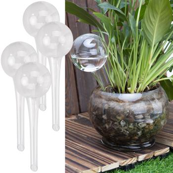 Preview: 4er-Set Wassersparende Pflanzen Bewässerungskugeln aus Glas, Ø 6 x H 15 cm, Giesskugeln transparent, ideal für Zuhause, Büro und Ferien
