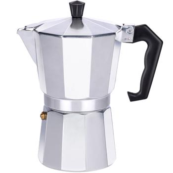 Preview: Kaffeekocher Aluminium - für 6 Tassen - 300 ml Füllmenge - Herdplatten geeignet (ausser Induktion) - ideal für Zuhause, Camping, Reisen