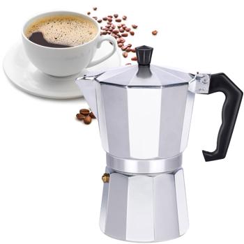 Kaffeekocher Aluminium - für 6 Tassen - 300 ml Füllmenge - Herdplatten geeignet (ausser Induktion) - ideal für Zuhause, Camping, Reisen