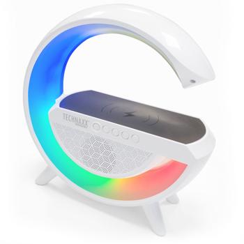 Preview: Multifunktionales RGB-Nachtlicht mit Qi-Ladestation, Bluetooth & FM-Radio – Lautsprecher, stimmungsvolles Licht, 23,5cm