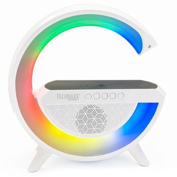 Preview: Multifunktionales RGB-Nachtlicht mit Qi-Ladestation, Bluetooth & FM-Radio – Lautsprecher, stimmungsvolles Licht, 23,5cm