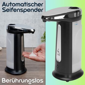 Preview: Automatischer Seifenspender (berührungslos): Infrarot-Sensor, 400ml - Edelstahl-Optik (ABS-Chrom), edles Design - Maximale Hygiene