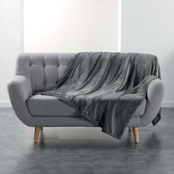 Couchdecke - Weiche Kuscheldecke Grau 180x220 cm - Ideal für Sofa, Schlafzimmer & Reisen - Stylischer Polyester Schutz für Polstermöbel - 0.782 kg
