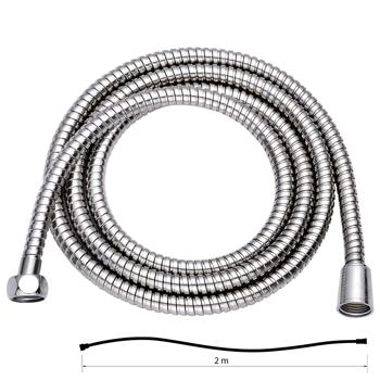 Preview: Duschschlauch Edelstahl - Wassersparfunktion 40%, 2m flexibel - rostfrei, druck-/hitzebeständig, knickresistent, leicht zu reinigen