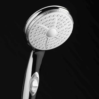 Preview: Duschset mit Handbrause, Schlauch & Wandhalterung - Regenschauer-Funktion & Wasserspardichtung (-40% Verbrauch) - 150cm Schlauch - Ø 9,8cm Duschkopf