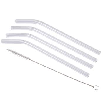 Glas-Strohhalme 4er-Set - wiederverwendbar, spülmaschinenfest & umweltfreundlich - ideal für Cocktails, Smoothies & Matcha - inkl. Reinigungsbürste