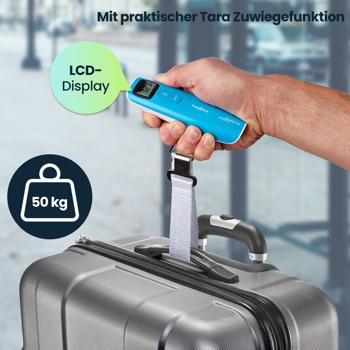 Preview: Präzise digitale Kofferwaage mit gut ablesbarem LCD-Display – ideal für Reisen, wiegt Gepäck bis 50 kg, kompakt, leicht, handlich & benutzerfreundlich