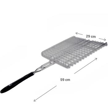 Preview: Edelstahl Grillkorb mit Griff - 59x29cm Grillhalter für Fisch, Gemüse, Steak, Garnelen - Robuster Grillwender für gleichmässiges Grillen
