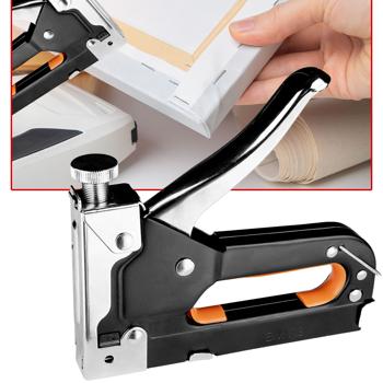 Handtacker Schwarz - Stufenlose Schlagkrafteinstellung für Polstermöbel Reparaturen & DIY - Metall Tackerpistole 16x19x3 cm - Für Haus & Garten