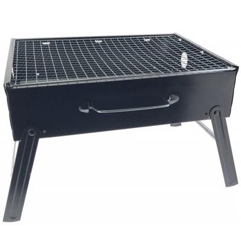 Mobiler Holzkohle-Grill - Picknick, Camping & Schrebergärten - Schützt Rasen vor Hitze, klappbare Beine, feuerfeste Grillschale - 35x27x20cm