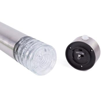 Preview: 2er-Set Solar-Gartenlampe mit Bewegungssensor - Säulen Wegleuchte Edelstahl, 28cm hoch, Dämmerungssensor, solarbetrieben, für Garten & Hof