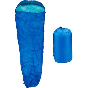 Mumienschlafsack 210x80cm blau - Optimaler Wärmehaushalt für Frühling-Sommer-Herbst Camping - Komfort 10°C Grenze 5°C - Polyester - inkl. Tasche