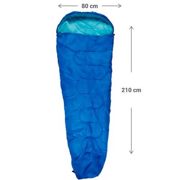 Preview: Mumienschlafsack 210x80cm blau - Optimaler Wärmehaushalt für Frühling-Sommer-Herbst Camping - Komfort 10°C Grenze 5°C - Polyester - inkl. Tasche