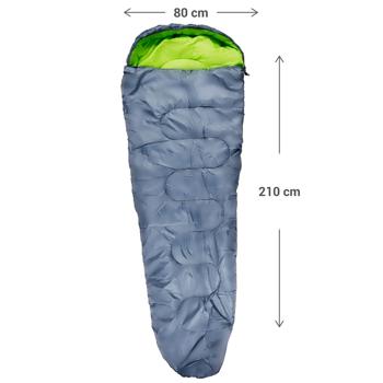 Preview: Mumienschlafsack - Frühling Sommer Herbst - Optimaler Wärmeerhalt, Kapuze, Komfort 10°C, Grenze 5°C - 210x80cm, Grau/Gelb, Polyester