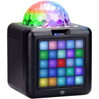 Preview: Karaoke-Maschine inkl. 2 Mikrofone - Mobile Spassmaschine für Partys - Bluetooth, USB-C, Akkubetrieb 1200 mAh, Lichteffekte, 1.3 kg