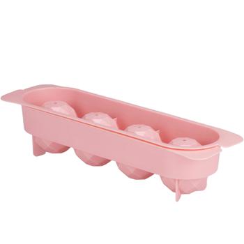 Preview: Eiswürfelform für 4 geometrische Eiskugeln – Ideal für Drinks, Cocktails & selbstgemachtes Fruchteis – Robust, leicht zu reinigen, Rosa, 28x8x6.5cm