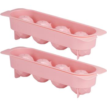 2er-Set Eiswürfelform - zaubert 4 geometrische Eiskugeln für Drinks & Fruchteis - robust, leicht zu reinigen, Rosa - ideal für Cocktails, Partys