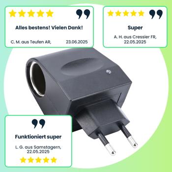 Preview: Spannungswandler, kompakt u. praktisch, 230V auf 12V, 1000mA / 12 Watt, schwarz, Kleinstgeräte mit bis zu 12 Watt und Zigarettenanzünder-Anschluss überall verwenden