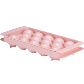 Preview: Eiswürfelform für 14 Eiskugeln Ø 3 cm - Ideal für Cocktails Whiskey Bowle - Spülmaschinenfest, Kunststoff, Pastell Rosa, 25x11x4 cm