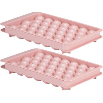 2er-Set Eiswürfelform - für 33 Eiskugeln Ø 2,5 cm - Ideal für Whiskey & Cocktails - Pastellrosa - Spülmaschinenfest & Platzsparend