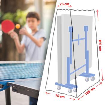 Preview: Abdeckplane für Tischtennisplatten, 185x160x70 cm – Wetterfeste, UV-beständige & reissfeste Hülle mit stabilen Metall-Ösen