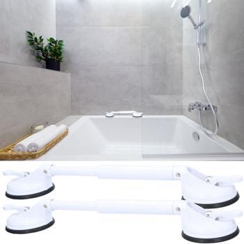 2er-Set Ausziehbarer Haltegriff mit Saugnapf-Montage - Sicherer Halt Duschen & Baden - ohne Bohren, flexibel bis 57 cm - Weiss, ABS-Kunststoff