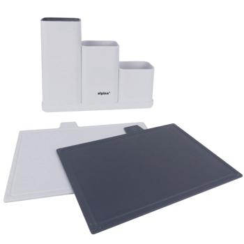 Küchenutensilienhalter inkl. Abtropflöcher mit 2 Schneidbrettern, weiss – 34 x 23 x 11,5 cm, Kitchen Organizer für aufgeräumte Arbeitsplatte