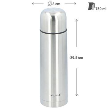 Preview: Thermosflasche Edelstahl 750ml - Hält 12h warm & 24h kühl - Doppelwandig vakuumisoliert, auslaufsicher mit Trinkbecher - BPA-frei Ø 8x23cm