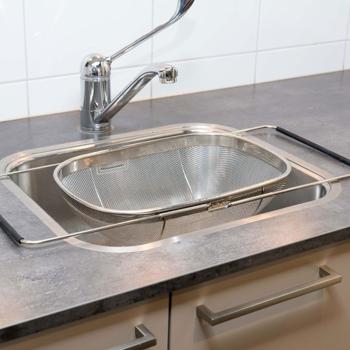 Preview: Spülbecken-Sieb, ausziehbar von 35 auf 55 cm, Edelstahl