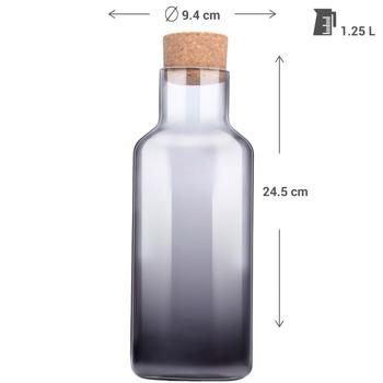 Preview: 2er-Set Glasflasche mit Korkdeckel - 1,25 Liter Trinkflasche für Limonaden & Säfte - Robust, hygienisch, dicht, ohne Giftstoffe - Ideal für Haushalt & Camping